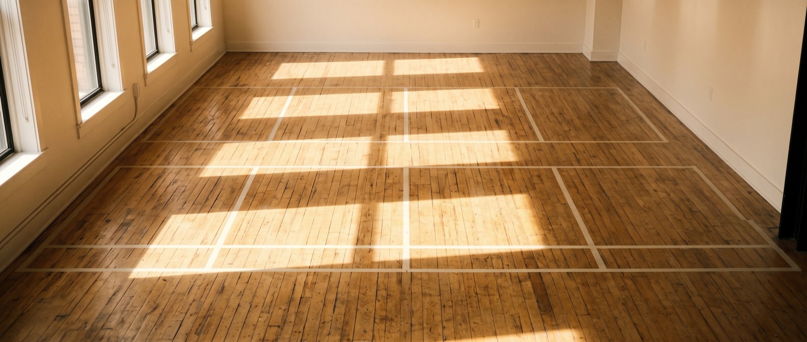 An empty studio floor from above